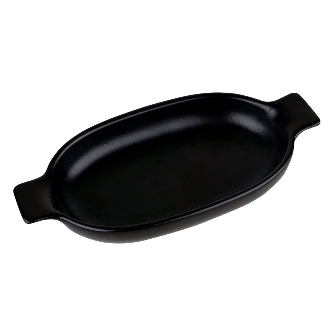 Fotografia para o produto Travessa oval Piatto em ceramica com alca L24,3xP12,3xA3,5cm cor preta