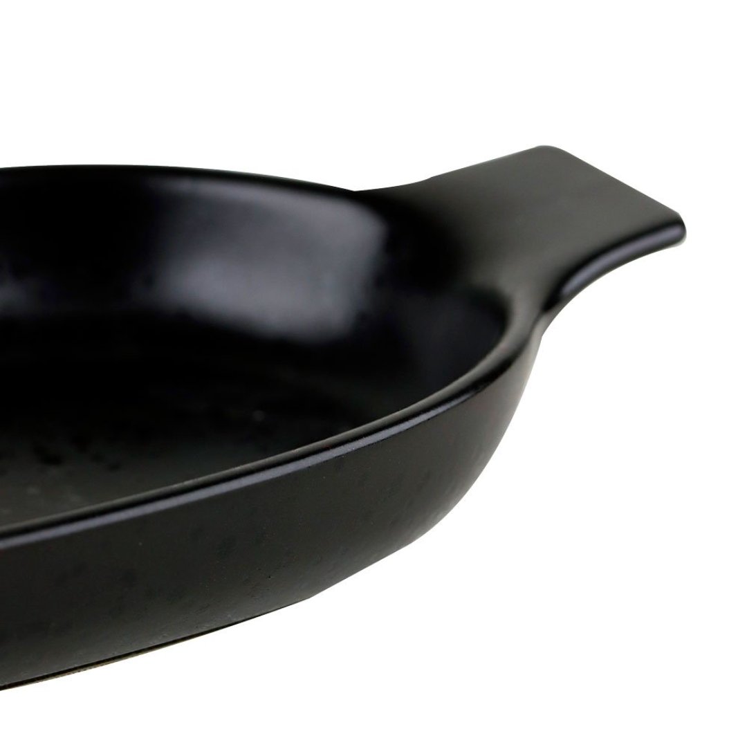 Fotografia para o produto Travessa oval Piatto em ceramica com alca L30,5xP15,5xA4cm cor preta