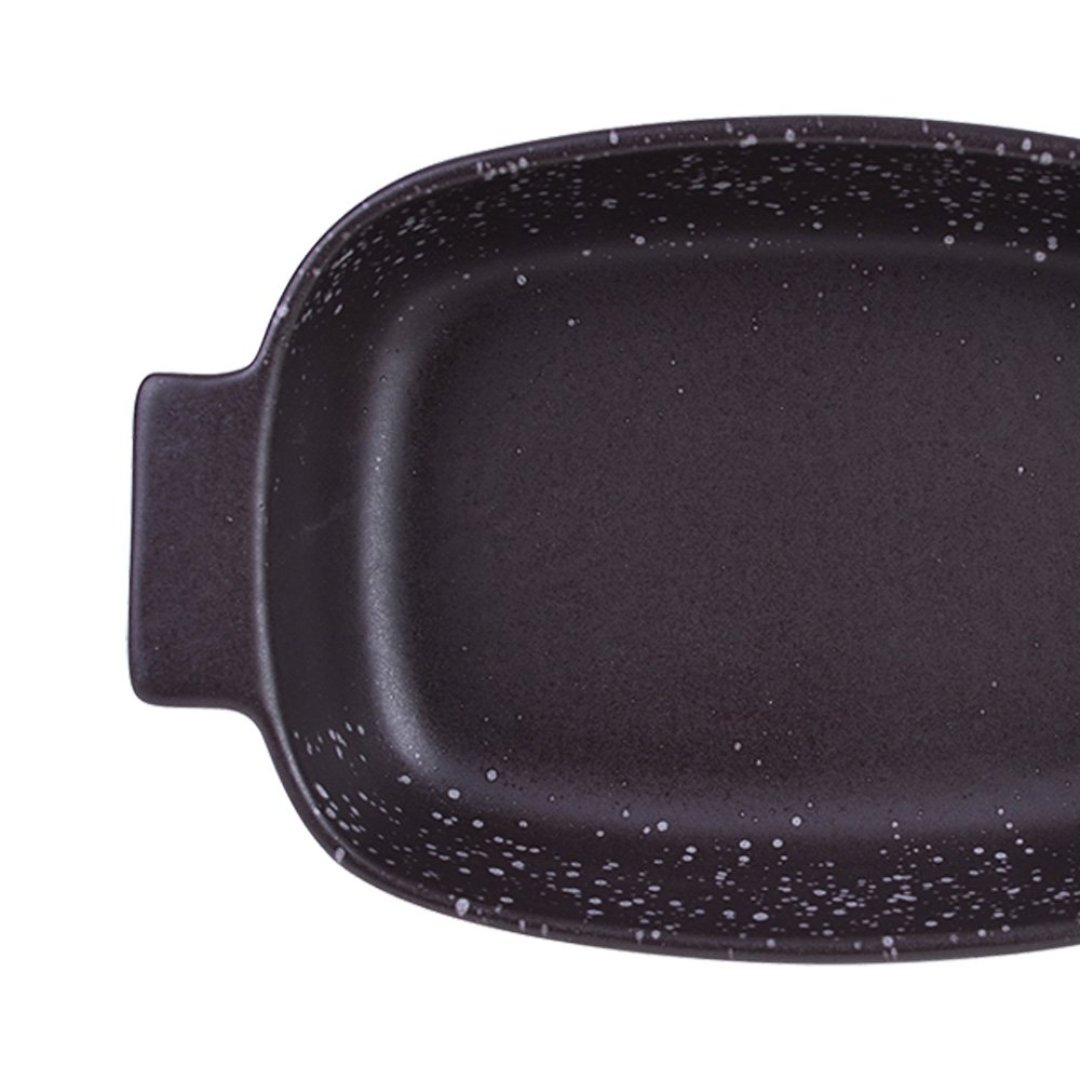 Fotografia para o produto Travessa retangular DArgile em ceramica com alca L24xP14,5xA5cm cor branca e marrom