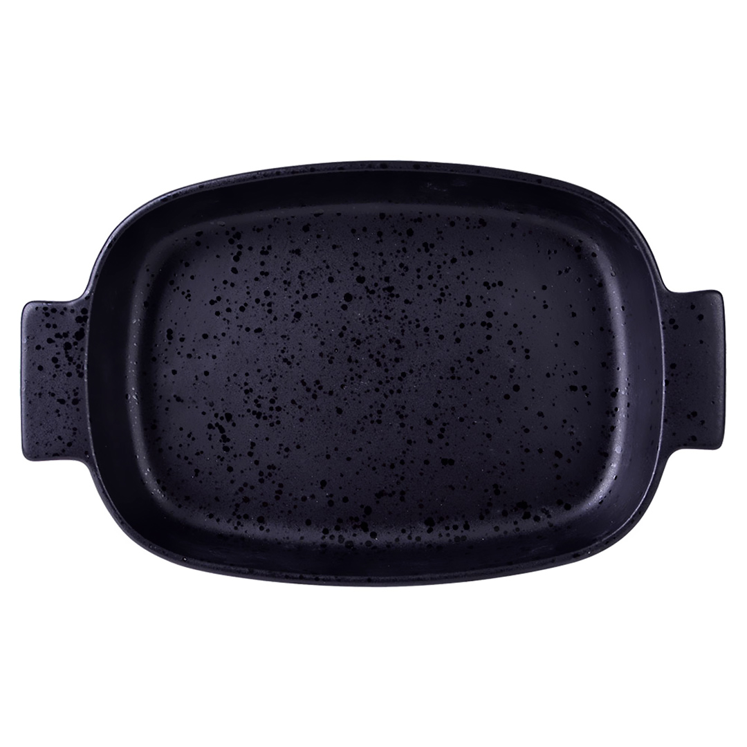 Imagem ilustrativa para Travessa retangular em faiança com alça L37xP21,5xA6cm cor preta