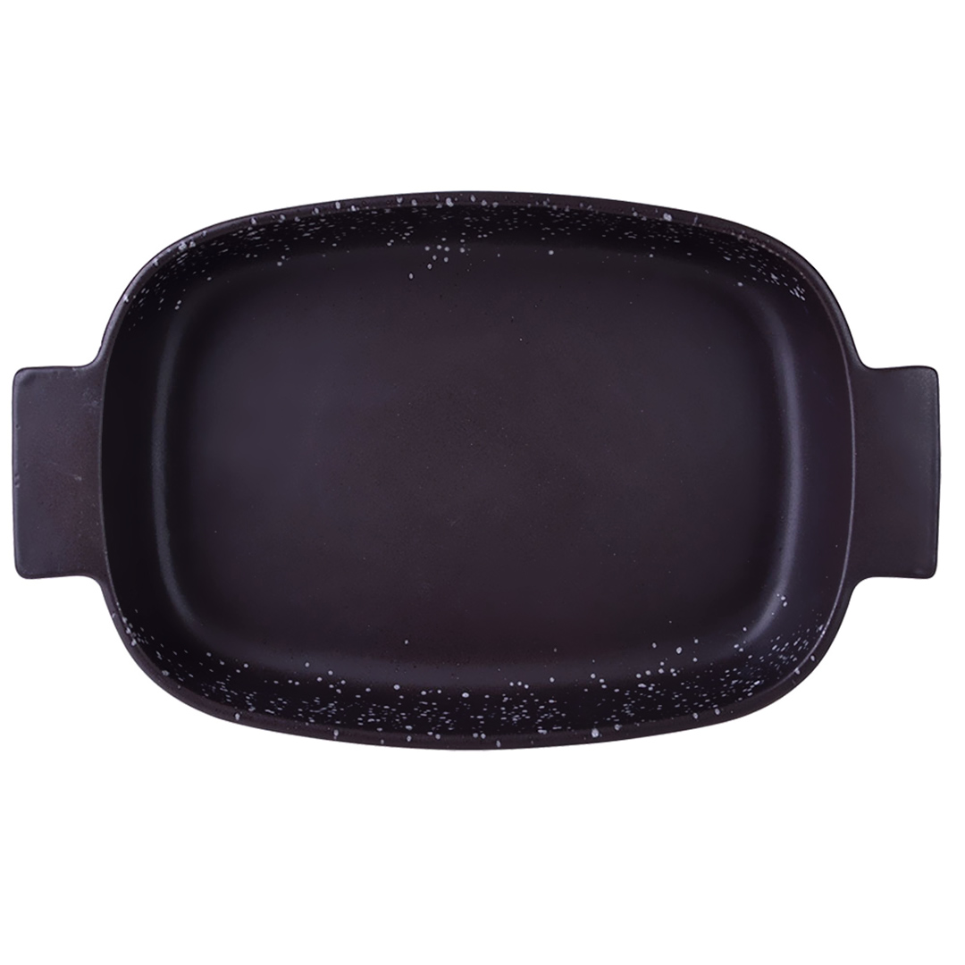 Imagem ilustrativa para Travessa retangular em faiança com alça L37xP21,5xA6cm cor branca e marrom