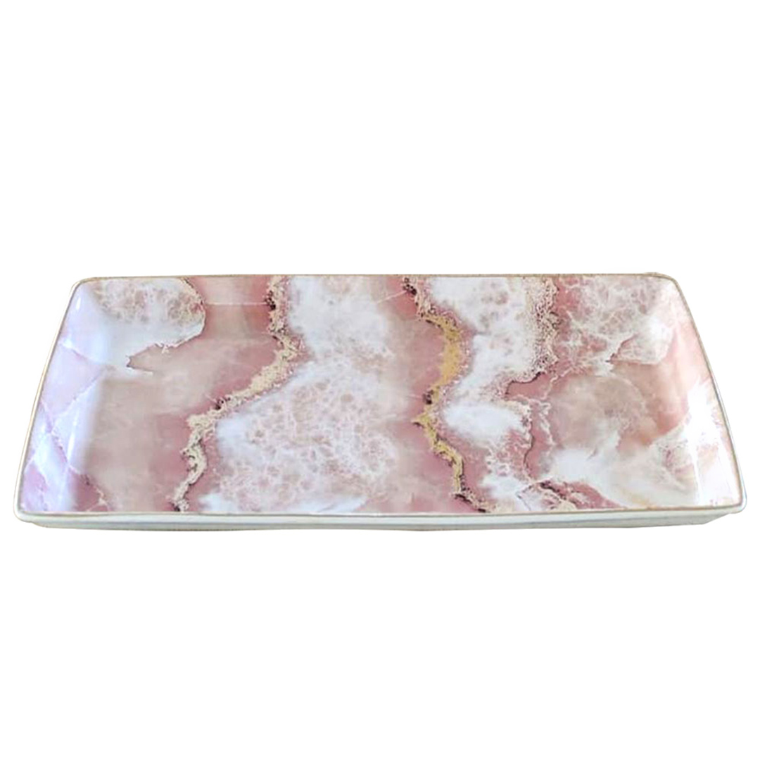 Imagem ilustrativa para Travessa retangular em cerâmica L34xP16xA3,5cm cor rosa