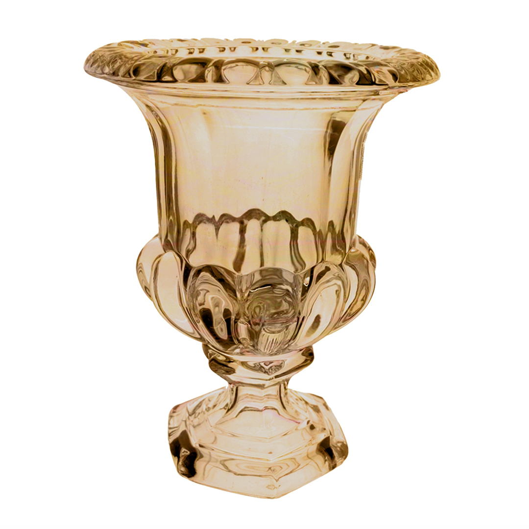 Imagem ilustrativa para Vaso em cristal ecológico com pé Ø11,5xA15cm cor âmbar luster