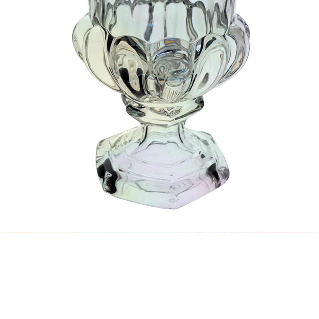 Fotografia para o produto Vaso com pé em cristal ecológico Ø11,5xA15cm cor furta-cor