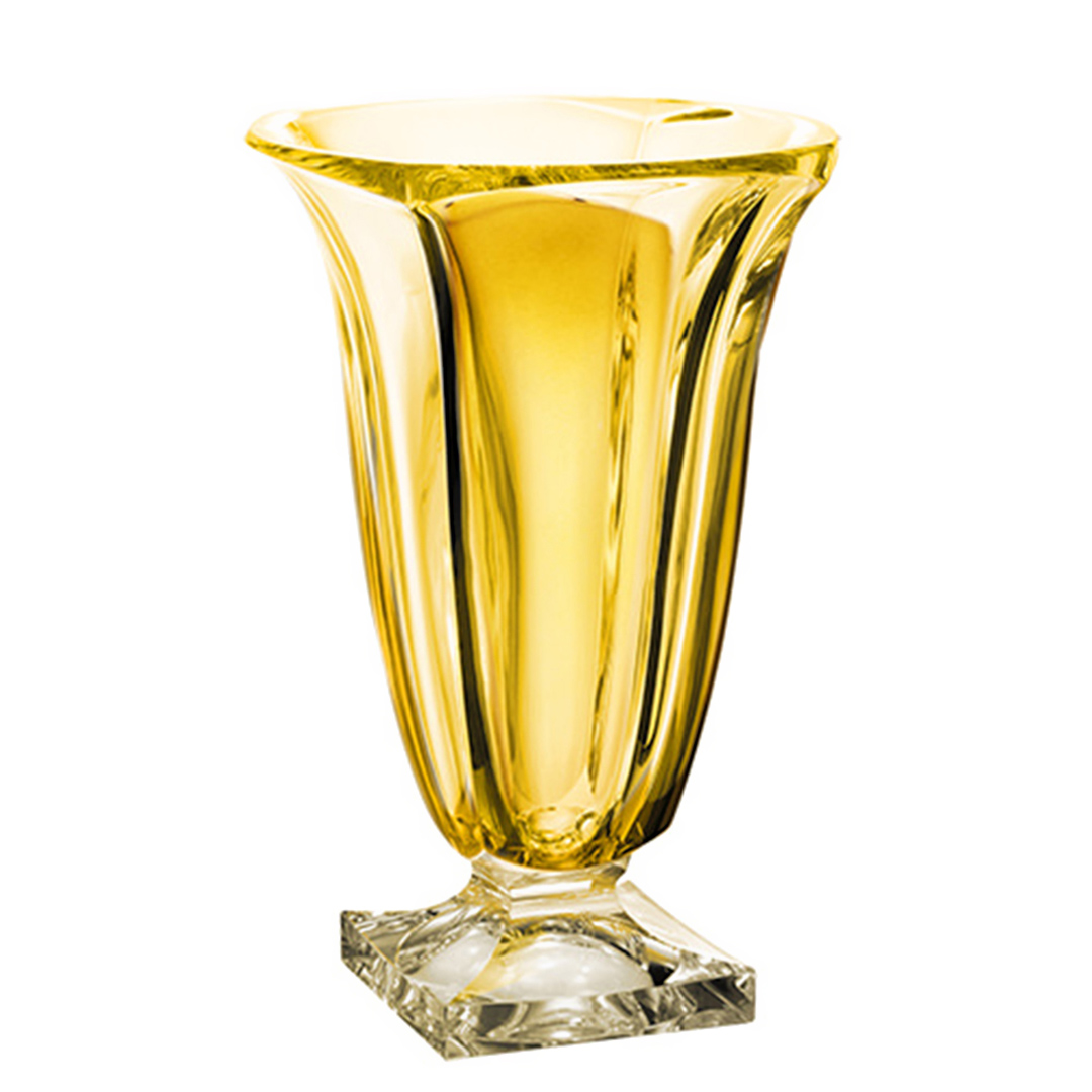Imagem ilustrativa para Vaso em cristal ecológico com pé L19,8xP20,8xA33cm cor âmbar
