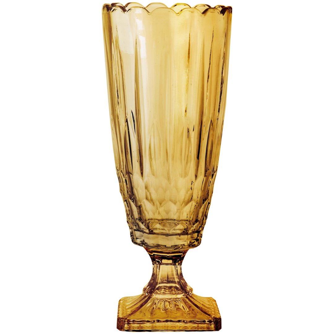Imagem ilustrativa para Vaso em cristal ecológico com pé Ø15xA41cm cor âmbar