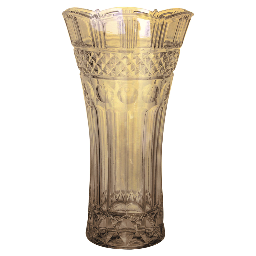 Imagem ilustrativa para Vaso floreiro acinturado em cristal ecológico Ø13xA24cm cor âmbar